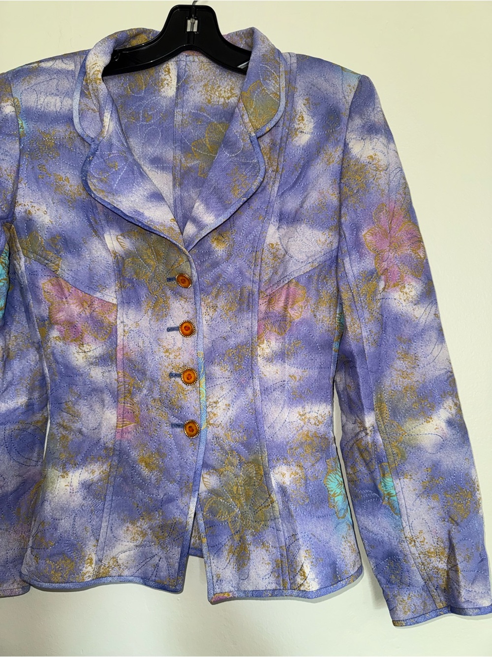 Emanuel Ungaro Lavender, Gold and Pink Floral Tailored Jacket - Picture 2 of 15